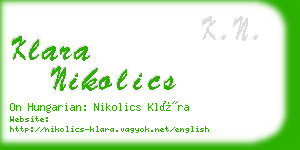 klara nikolics business card